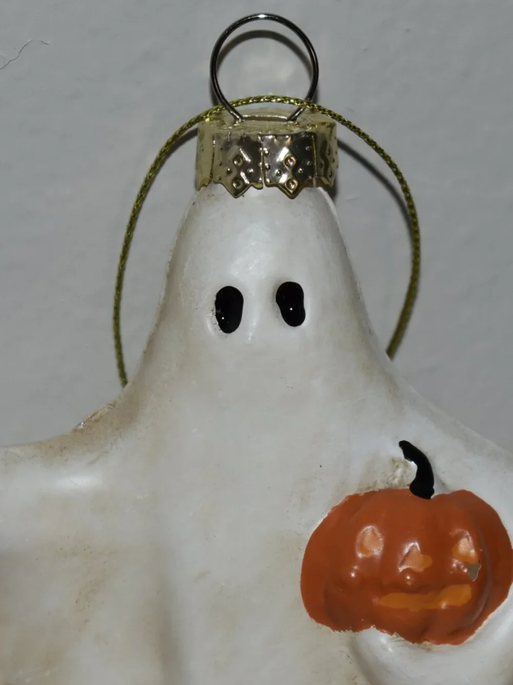 Vintage Retro Glass Spooky Sheet Ghost Jack O Lantern Pumpkin Halloween Ornament